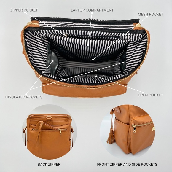 BRAND NEW VEGAN LEATHER DIAPER BAG + ACCESSORIES - Picture 8 of 9